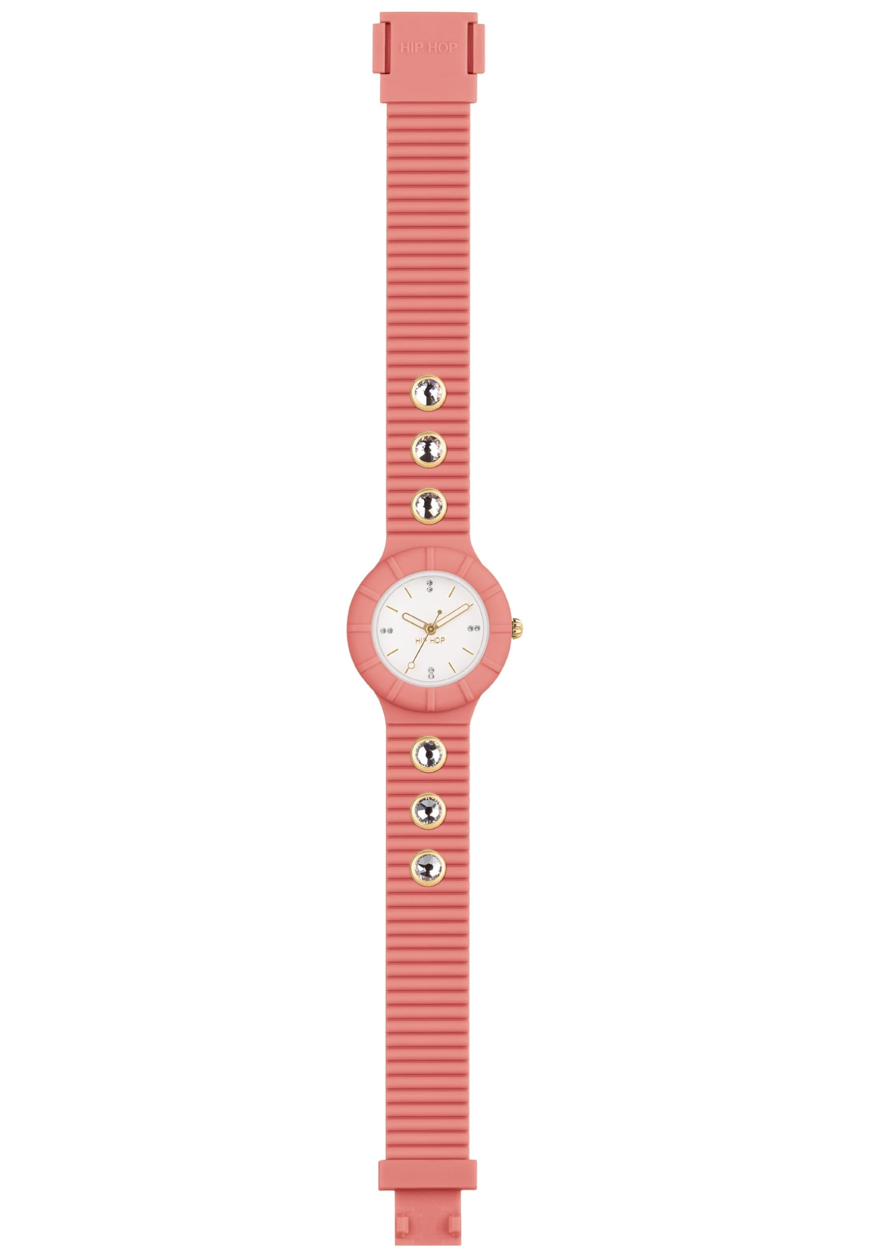 Orologio Da Polso Donna TRES CHIC - Quadrante Argento Con Cinturino In Silicone Rosa E Cristalli - Foto 5