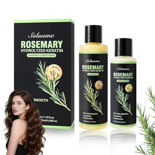 Rosemary Shampoo and Conditioner for Hair Growth for Women and Men Hair Thickening Shampoo Contains Hydrolyzed Keratin for Strengthening and Thickening for Fine Hair and Hair Loss