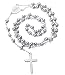 30" Stainless Steel Rosary Beads Necklace for Catholic Pray Use with Saint Benedict Engraved - Women