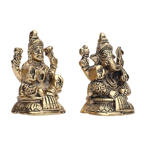 Estatua Ganesh Laxmi Decorativa 3" x 1.5" Dorada miniatura 3