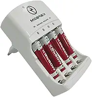 Carregador de Pilhas com LED + 4 Pilhas AAA Recarregáveis 1500mAh Carregador Inteligente Bivolt com Auto Stop e Indicador de Carga Compatível com AA, AAA e 9V