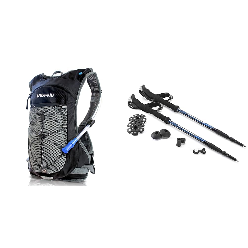 VibrelliHydration Pack & Cascade Mountain Tech Trekking Poles Bundle