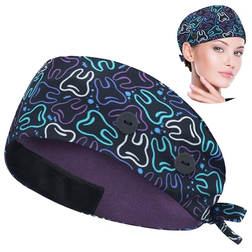 Image of ABAMERICA Working Caps with Button and Sweatband, Adjustable Working Hats for Women Men, One Size(Tie Back or Toggle)