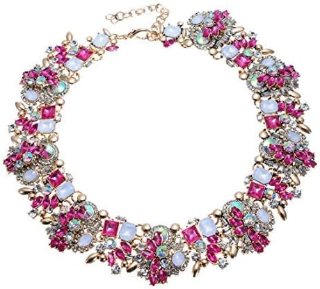 Crystal Rhinestone Statement Necklace, Vintage Chunky Chain Choker Collar Bib Statement Necklace Fashion Costume Jewelry Necklaces for Women