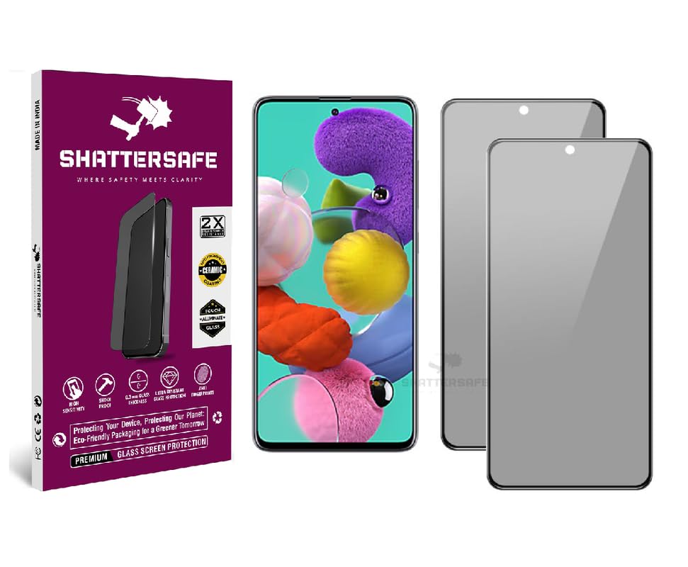 Image of Anti-Spy Privacy Tempered Glass Compatible For Samsung Galaxy A51 / A52 / A52s / A53 [Pack of 2]. Anti-Scratch, Edge-to-Edge Protection With Easy Installation Kit & Case Friendly Fit.