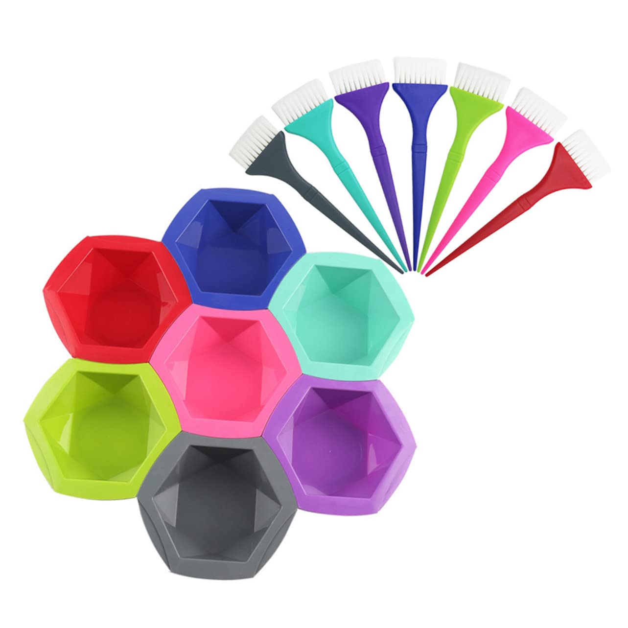 Mikinona Hair Dye Bowl Set Hair Dyeing Supplies Kit Brush 7pcs Bowls 7pcs Brushes