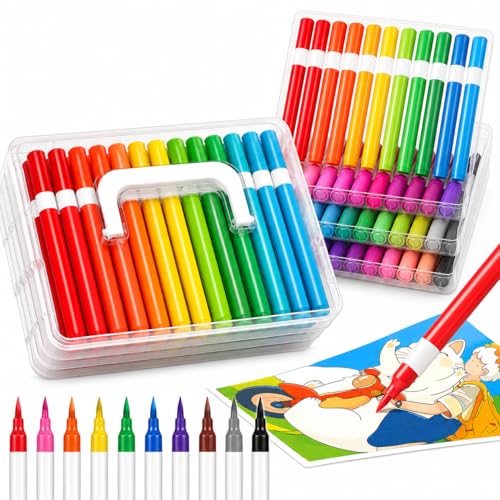Image of SUPER TOY 12 Washable Acrylic Paint Pens Markers Soft Brush Tip for Drawing, Sketching, Calligraphy, Painting, Canvas, Glass, Plastic, Fabric & Creative Crafts