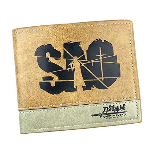 WANHONGYUE Sword Art Online SAO Anime Portafoglio in Pelle Artificiale per Uomo Portamonete Cuciture Bicolore / 1