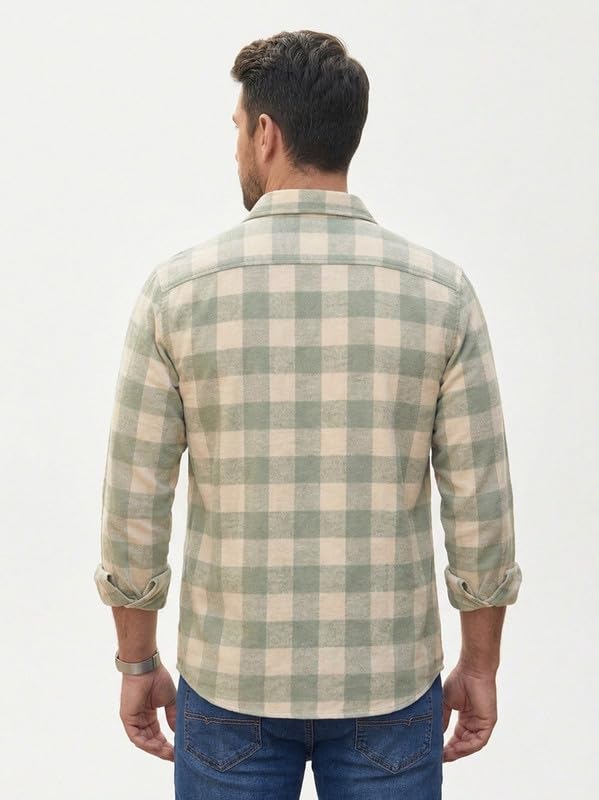 Image of DEELMO Men's Stylish Cotton Blend Casual Chakes Shirt || Full Sleeve Shirt with Dual Flap Pockets Fabric || Perfect for Casual and Classic Fit & Style || Stylish Everyday Wear