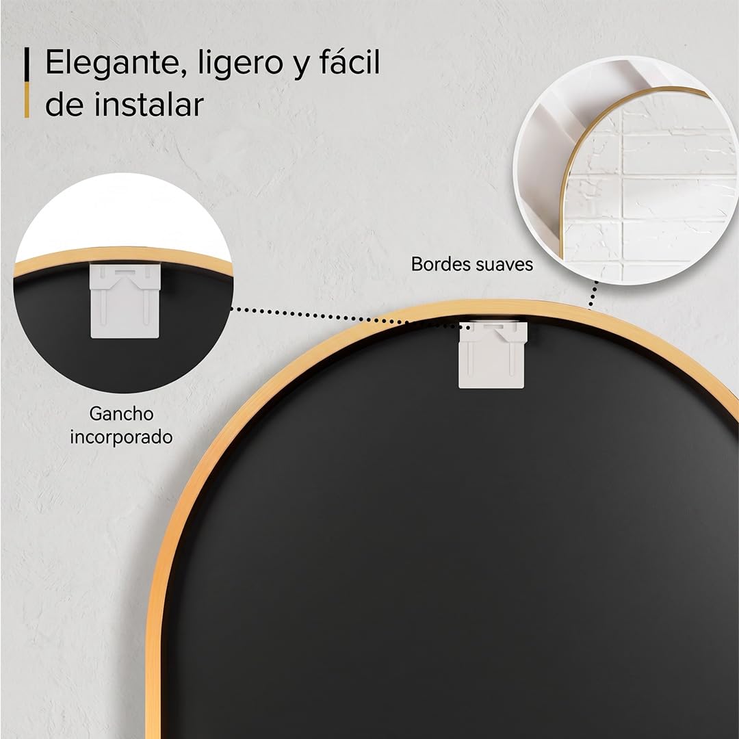 Marctani Miroir Ovale Mural avec Cadre en métal - Miroir Ovale Salle de Bain Moderne et décoratif pour entrée, Salon ou Couloir