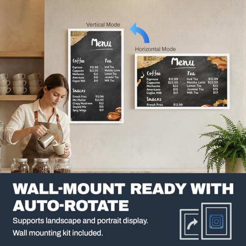 Image of 32 inch Large Digital Picture Frame, 64GB, Anti-Glare Non-Touch, WiFi Wall-Mount Frame for Home /Business, 1920x1080 FHD, Share via App, Email, USB & Micro SD, Remote Included, White