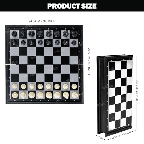 Image of Zest 4 Toyz Magnetic Chessboard Game Set for Kids Travel Portable Case Chess Set with Folding Board 2 Players Travel Toys for Kids and Adults (Black and White)