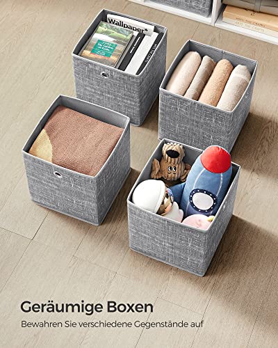 SONGMICS Aufbewahrungsbox, 6er Set, Ordnungsboxen aus Vliesstoff mit Griff, Boxen Aufbewahrung, 26 x 26 x 28 cm, Organizer Box, für Würfelregal, Faltbox, Kleideraufbewahrung, grau meliert RFB026G01