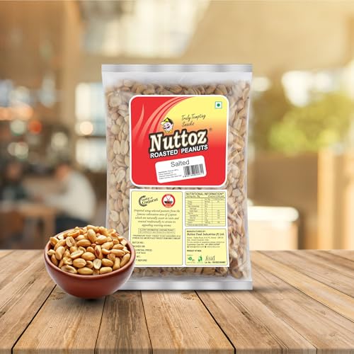 Image of Nuttoz Roasted Peanut Salted 1Kg Vacuum Pack | Horeca Pack | Jumbo Roasted Moongfali | Non Fried Ready to Eat Healthy Snack | Without Skin Whole and Split Peanut (Pack of 2)