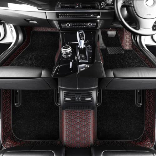 Image of NEXTA 8D Custom Floor Mats for Range Rover Discovery Sport Full Coverage All Weather, All Season Black with Red