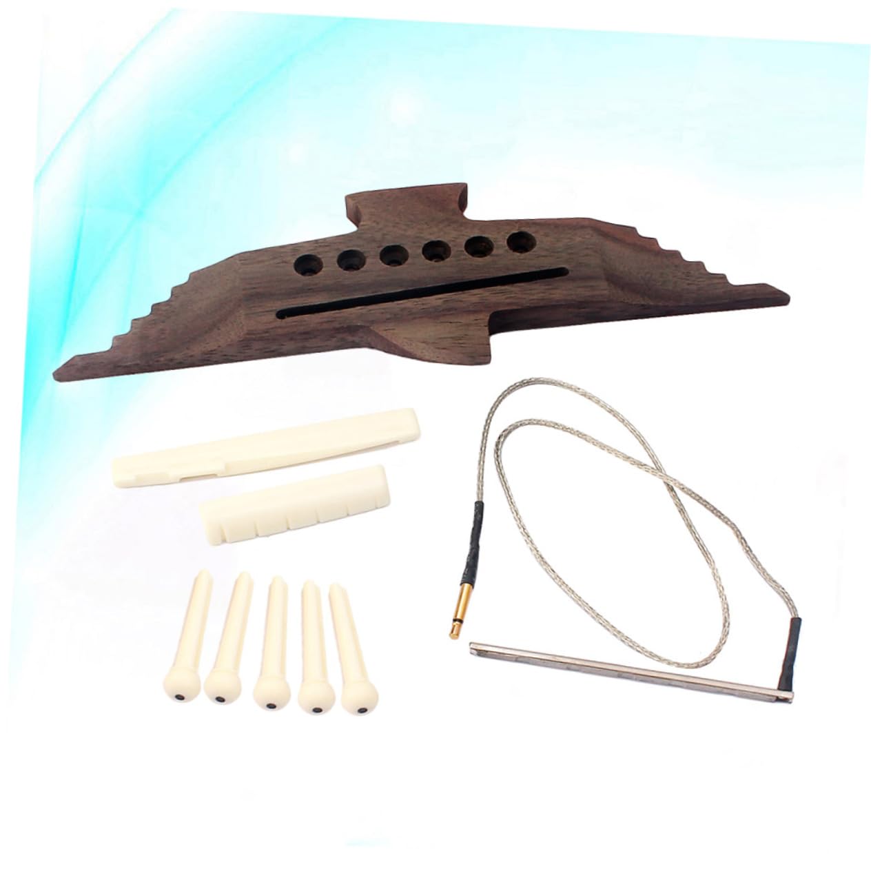 Toddmomy 1 Set Wooden Guitar Bridge with Pickup Stick for Folk Guitar Durable Replacement Pins Saddle and Nut Lightweight and Portable Design for Easy Use