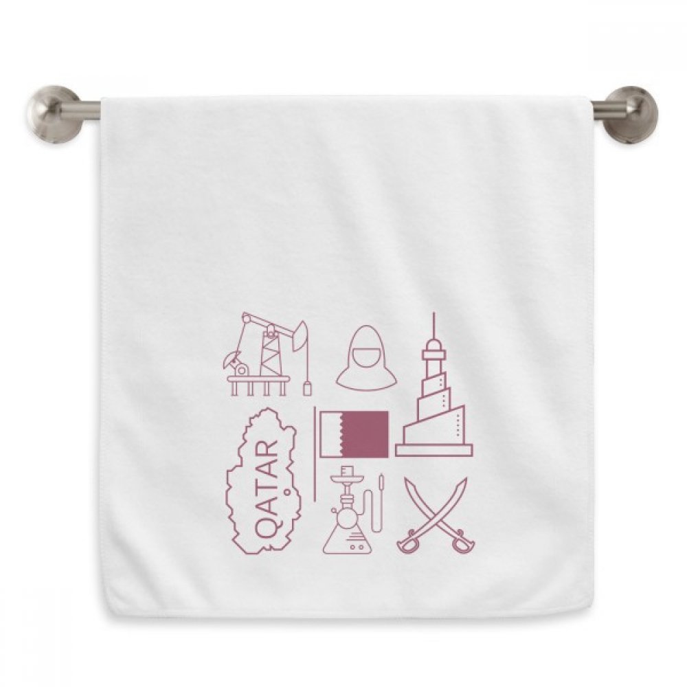 Serviette Qatar drapeau du pétrole blanche en coton moelleux 33x74 cm