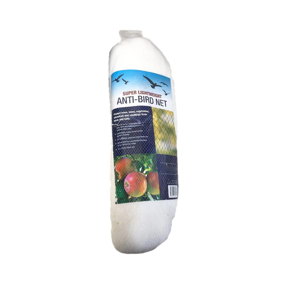 SagaSave Rete anti uccelli, 5 m x 10 m, per piante e piante, accessorio da giardino per alberi da frutto e stagno (bianco)