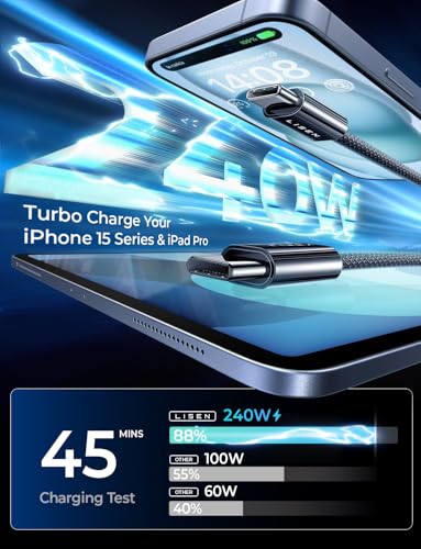 LISEN 240W USB C Kabel, PD 3.1 USB C Ladekabel, USB C auf USB C Kabel – Ansicht 4