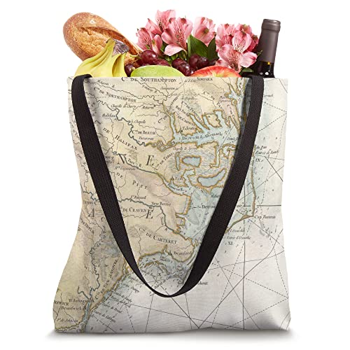 Bolso Tote Outer Banks NC Mapa Vintage 1778 miniatura 4