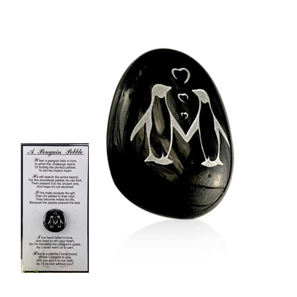 KINTAN Positivity Penguin Pebble -A Little Pocket Penguin Hug, Personalised Engraved Mini Cute Pocket Penguin Hug Animal Toys Decoration for Birthday Party Favor (1 Pcs)