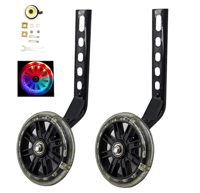 儿童自行车训练轮闪光静音辅助轮適用12-20英寸单速自行车