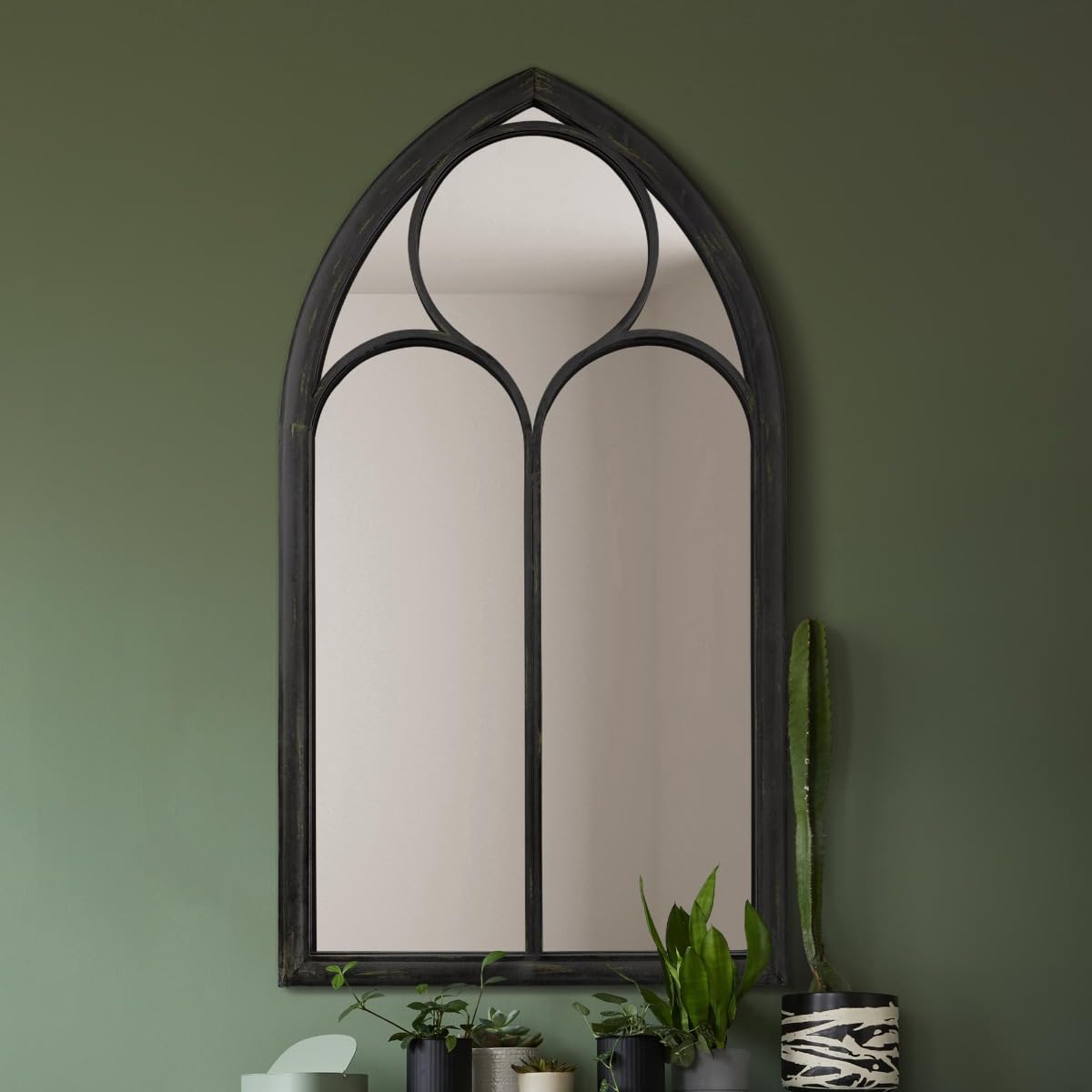 The Somerley Extra Large Rustic Metal Arched Chapel Mirror - 60""x32"" 150x81cm