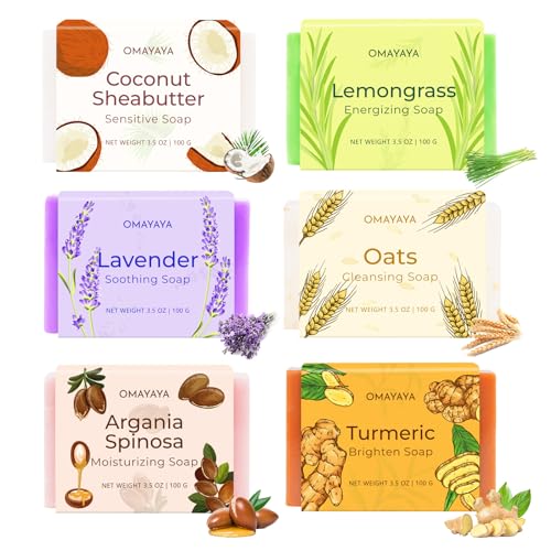 Set de jabones en pastilla, 6 x 100 g. Set de jabones naturales....