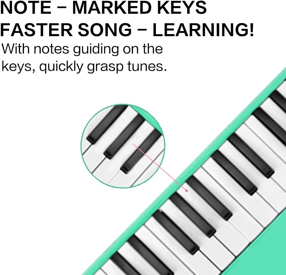 EROK 32 Keys Melodica Keyboard Instrument - Portable with Carrying Bag, Ideal for Beginners & Adults Gift (Green)