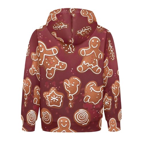 Kids Hoodies Sweaters Christmas Gingerbread Man Hooded Sweatshirts with Big Pockets for Boys Girls B04004112
