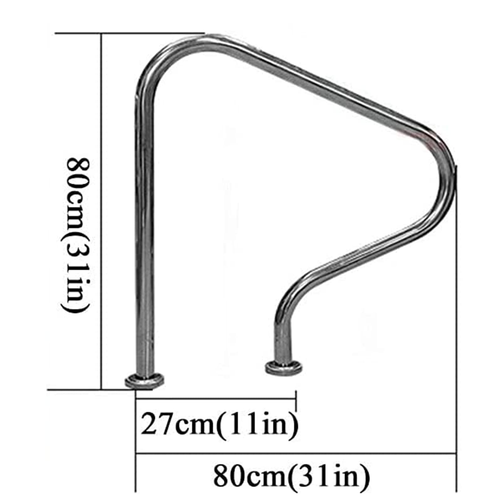 Pool Safety Handrails Pool Railing Water Handrail Deck Mounted Braced Stainless Steel Pool Stair Rail – Easy Mounting Swimming Pool Railing for Residential Use