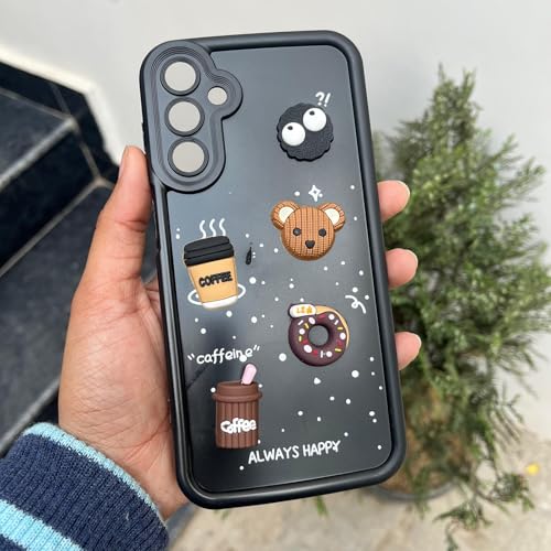 Image of Pikkme Back Cover for Samsung Galaxy A15 4G / A15 5G | Cute Fun Cartoon 3D Bear Silicone Full Body Protection Bumper Cover (Black)