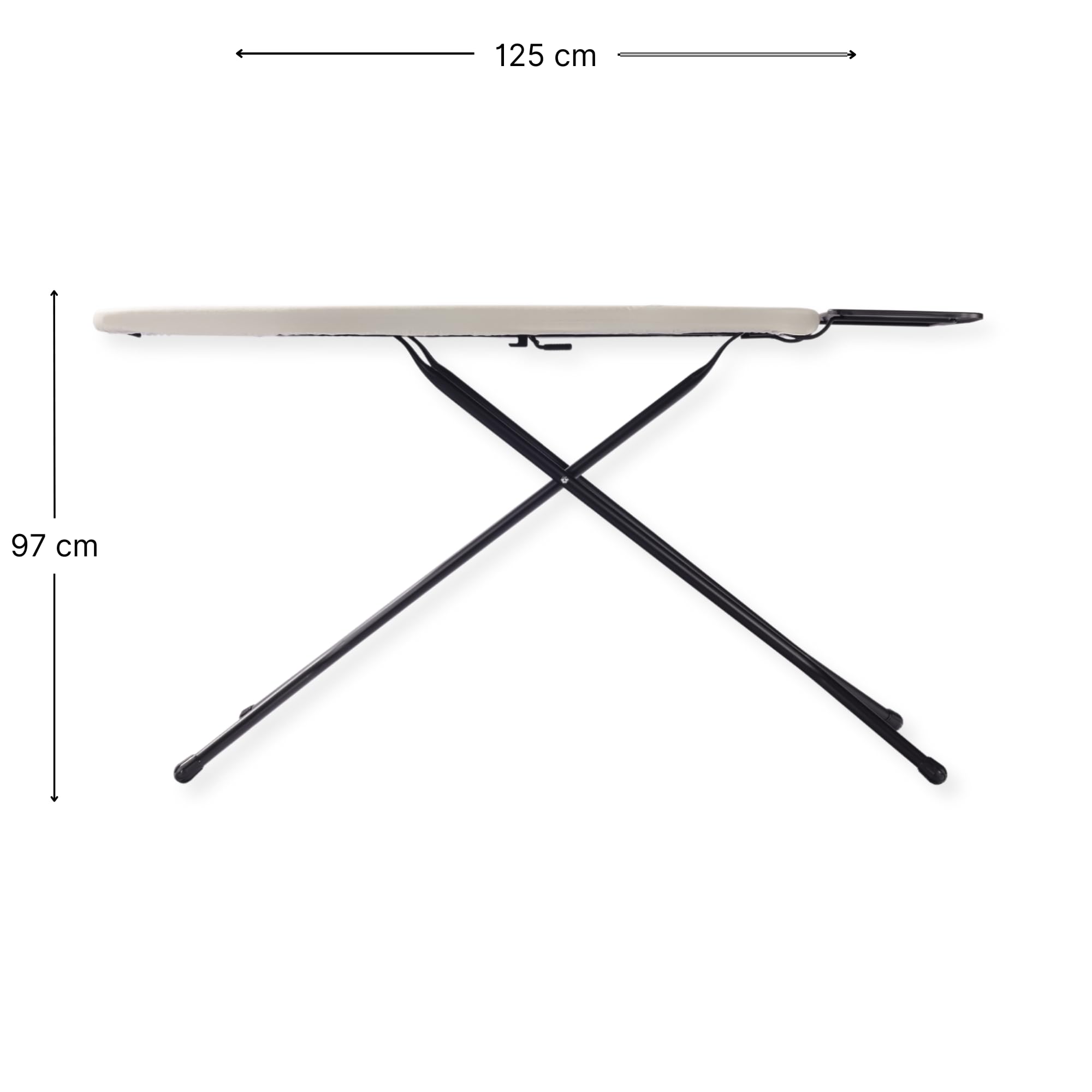 SensaHome Bügelbrett – Klappbarer Bügeltisch mit Dampfeinheitshalter – 125×45cm – Taupe