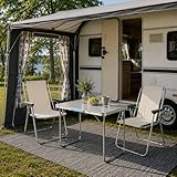3tlg Campingmöbel Set Outdoormöbel Alu Camping L70xB50xH59cm 1x Campingtisch mit Tragegriff + 2 Campingstühle Beige