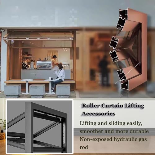 Ventana plegable de aluminio marrón con diseño vertical doble colgante para cafetería 3