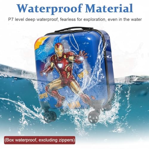 Image of Kids Carry On Luggage with Wheels,18-inch Hard Shell Suitcase Lightweight Toddler Rolling Trolly with Retractable Handle,Durable Hardside Spinner Trolly for Airplane Travel (Dark Blue)