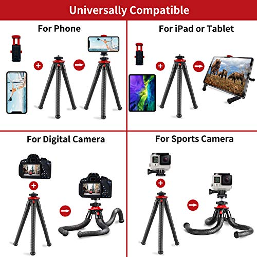 GooFoto Flexible Trepied Smartphone, Trépied Téléphone Portable avec Télécommande Sans Fil, Étanche Mini Trepied Appareil Photo avec Clip de Téléphone, pour iPhone Samsung Huawei Canon Nikon Sony DSLR - Image 7
