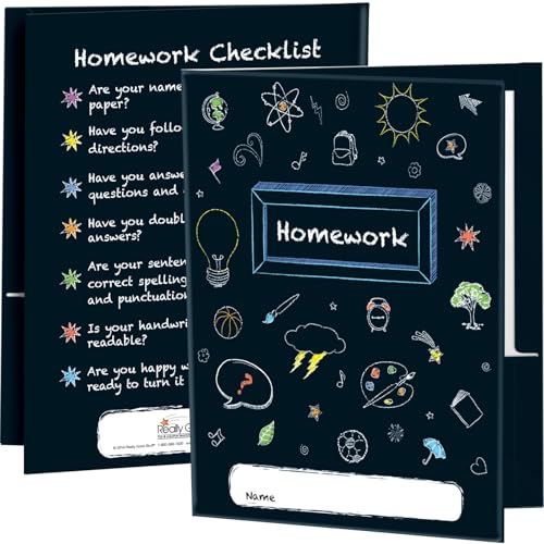 Really Good Stuff Chalkboard Motif Homework Folders - 12 folders image 3