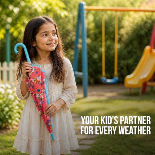 Image of RIRI Unicorn Print Umbrella for Girls & Kids | Cute Cartoon Folding Design | Waterproof Windproof | Lightweight Easy Grip for School, Travel & Rainy Days