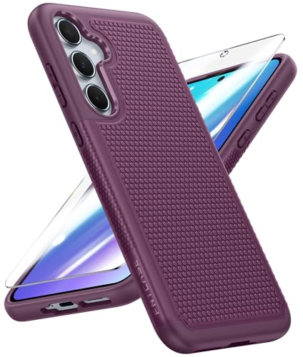 FNTCASE for Samsung Galaxy A35-5G Case: Dual Layer Protective Heavy Duty Cell Phone Cover Shockproof Rugged with Non Slip Textured Back - Military Protection Bumper Tough - 2024, 6.6 inch Purple