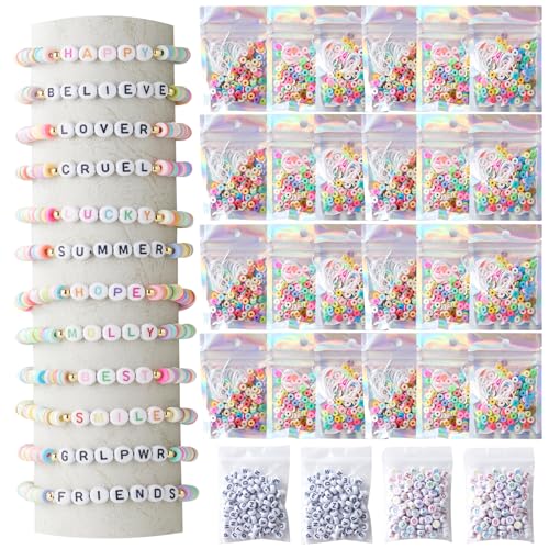 WJXCYGG 24 Set Clay Beads Friendship Bracelet Making Kit Party Favor DIY Jewelry Supplies Bead Set Make Your own Personalised Bracelet for Summer Wedding Birthday Gift Craft Wrapped