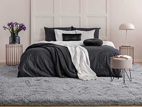 HOMORE Luxury Fluffy Area Rug Modern Shag Rugs for Bedroom Living Room, Super Soft and Comfy Carpet, Cute Carpets for Kids Nursery Girls Home, 8x10 Feet Gray