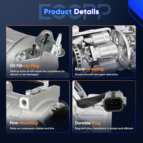 Image of ECCPP AC Compressor Fit for Nissan Sentra 2.0L 2007-2012 Fast Cooling | AC Compressor for Car Low Vibration Under 72db Reduces Engine Load Fuel Efficient