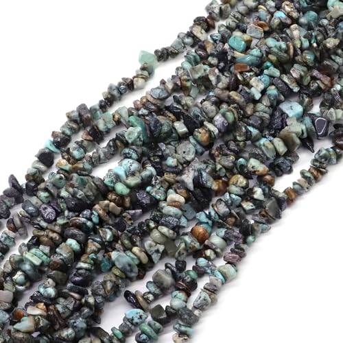 HAAMIIQII 5-8mm Natural African Turquoise Chips Beads Genuine Real Irregular Freeform Chip Loose Gemstone Beads Energy Healing Beads for Jewelry Making Strand 30 Inch