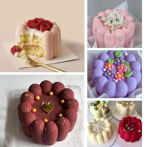 Image of MoldBerry 6 Cavity Round Silicone Mousse Cake Mold | Mini Dessert Ring Mold for Chocolate, Ice Cream, Pudding, Cheesecake & Pastry | Flexible Baking Mold | Pack 1 | Multicolor