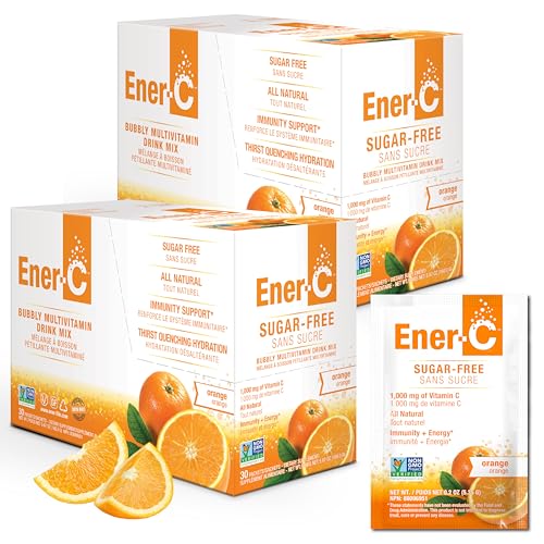 Image of Ener-C Sugar Free Multivitamin Drink Mix, Zero Sugar - Orange, 60 Count | Vitamin Powder for Water, Electrolytes Powder No Sugar, Hydration Boost Packets, Vitamin C & B12