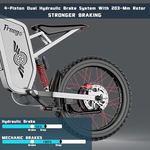 Image of Freego Electric Dirt Bike for Adults, X2 Pro Electric Motorcycle 6000W(Peak) Motor 1800wh Battery,7 Speed 50MPH Off Road Electric Bicycle,19x2 Tire Full Suspension Hydraulic Brake Half Throttle