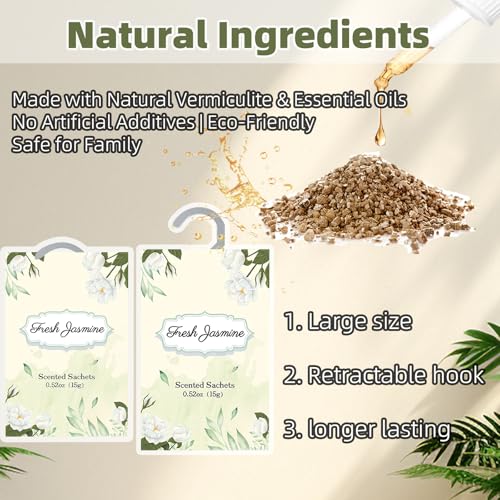 Image of 12 Packs Jasmine Closet Air Freshener Sachets| Retractable Hook