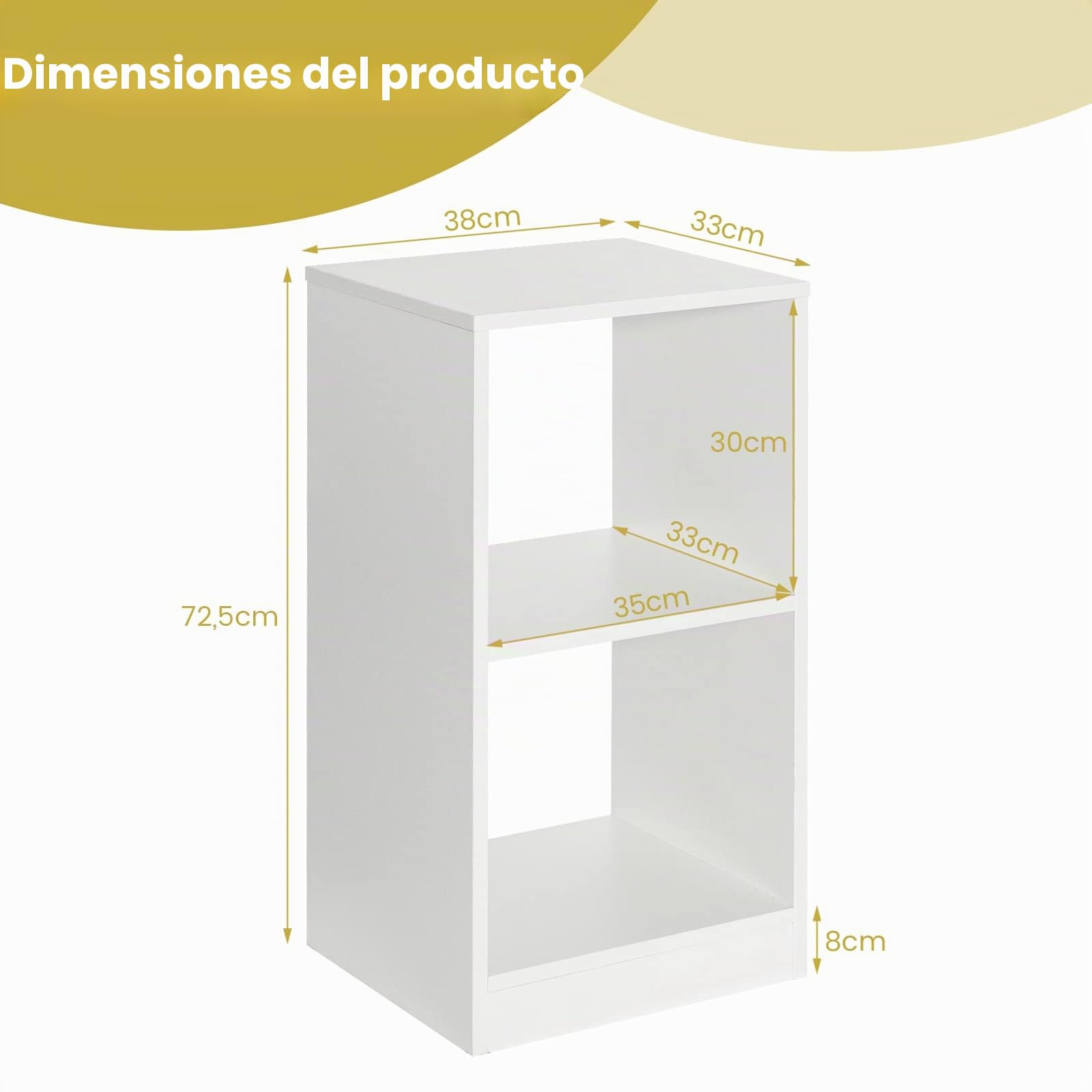 GOPLUS Juego de 2 estanterías de Madera de 2 Pisos con Base antiinclinación, Armario de Suelo Abierto para Espacios pequeños, estantes de Cubos para Discos de Vinilo CD,Blanco