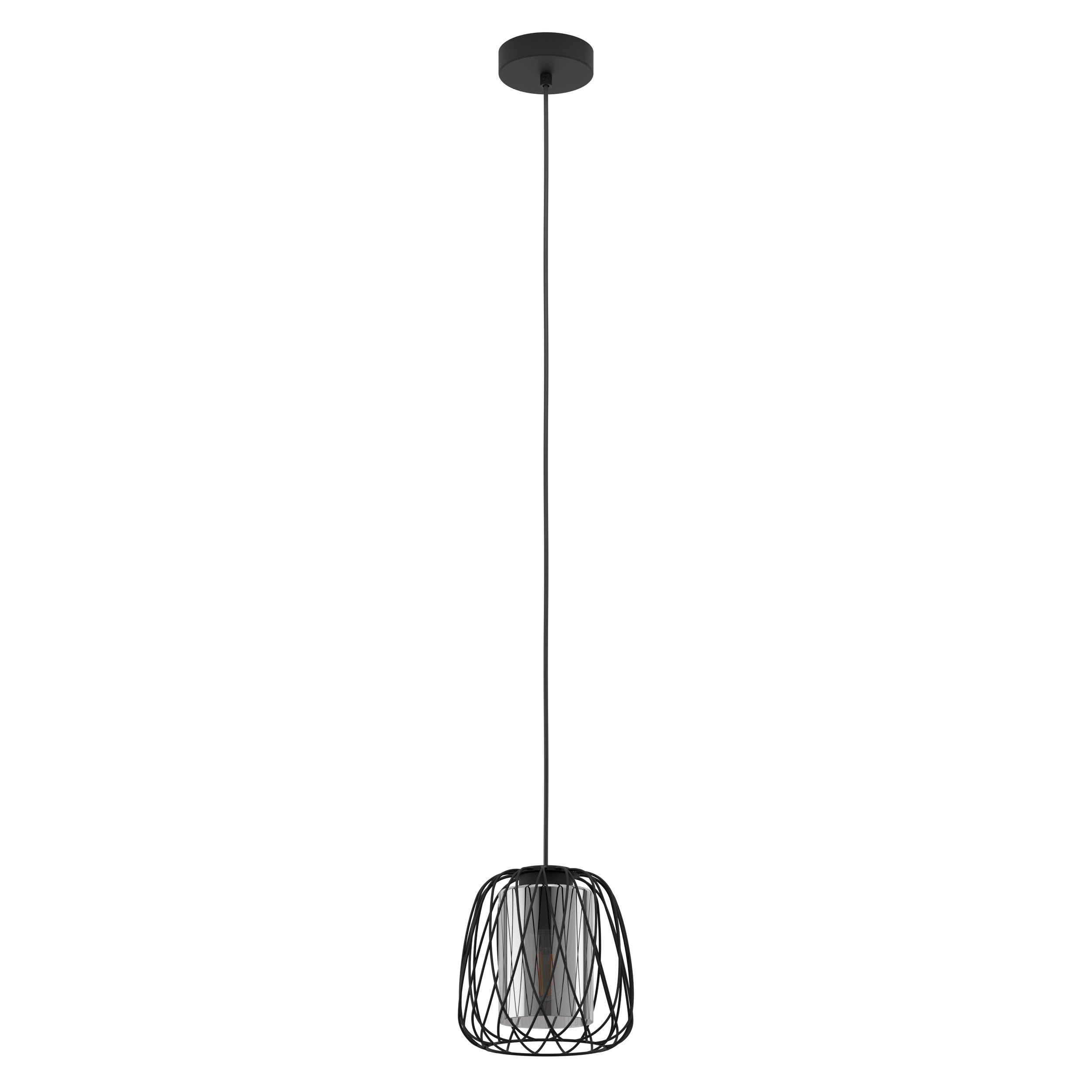 Eglo Black Floresta Single Pendant In With Vaporized Transparent